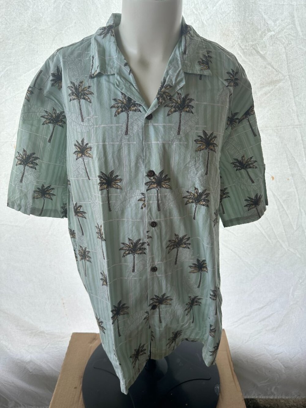 Pacific Legend Apparel Men's Green Palm Tree Bamboo Pattern Hawaiian Shirt 2XL C